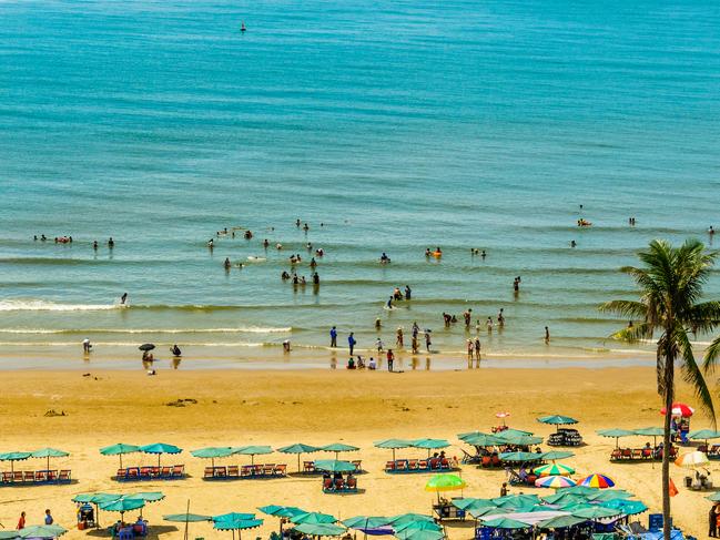 VUNG TAU BEACH The only places for foreigners to swim in the city are hotel pools, but 80km along the asphalt is the long stretch of sand at Vung Tau with the surf beach that’s now home to high-rise resorts. The spot was once a favourite rest spot for Aussie soldiers serving nearby during the American War.